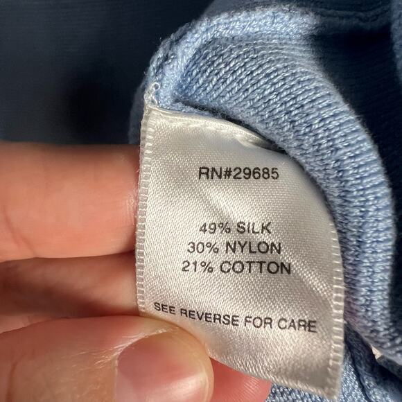 Pendleton Blue White Striped Silk Blend Open Cardigan Sweater Size PS - Picture 8 of 9